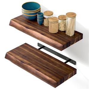 Acacia Wood Single Living Room <b>Wall</b> <b>Shelves</b> <b>Floating</b> <b>Shelves</b> Carved Mid Century Modern Design-OEM Custom Wholesale | Aqudus - Product Image 3