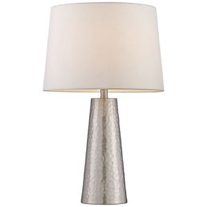 Lampe de table en argent martelé au design moderne, lot de 2, lampe de chevet de luxe, abat-jour en tissu blanc, décoration pour chambre à coucher et salon - Product Image 3