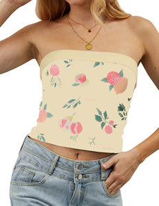 High Quality 1Piece Summer Crop Tube <b>Top</b> Best Wholesale Fashion Stretch Beaded Denim <b>Tops</b> Casual Print Style women's shirt - Product Image 6