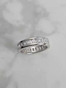 Bague de mariage en argent S925 plaqué rhodium avec diamant carré princesse incrusté, certifiée, tendance, pour homme et femme, idéale comme cadeau - Product Image 3