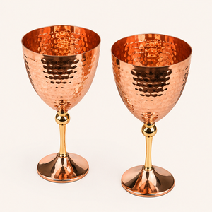 Handcrafted 100% Pure Hammered Copper <b>Wine</b> <b>Goblet</b> With Brass Stem Luxury Unbreakable Metal Cocktail Glass For Wedding Party Use - Product Image 5