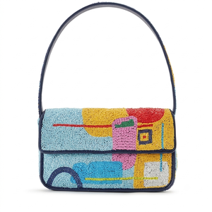 Sac à bandoulière perlé fait main pour femme, motif coucher de soleil montagne et paysage céleste, pochette à rabat de soirée - Product Image 2
