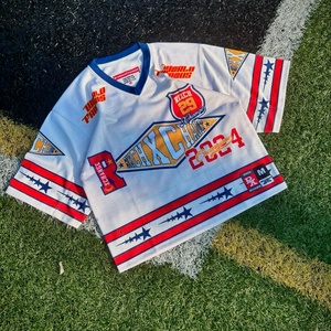 Camiseta de fútbol americano personalizable, transpirable, estilo retro, sublimada, de malla, para hombre. - Product Image 1