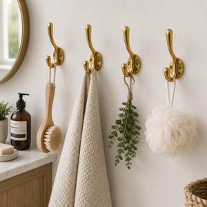 SHUBHAM Gancho Doble de Pared de Latón Dorado, Perchero Montado en Pared para Baño, Entrada, Dormitorio - Product Image 6