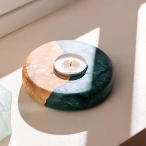 Porta Incienso de Madera Epoxi de Diseño Moderno con Bandeja de Cobre para Uso con Oud y Carbón Vegetal de Falak World Export - Product Image 1