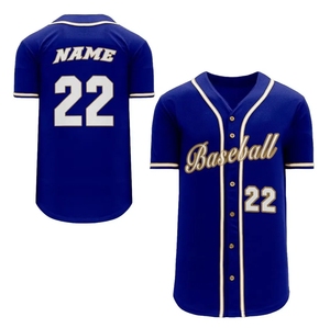 Camiseta de Béisbol Azul Personalizada con Relieve Frontal, Cuello en V, Manga Corta, Uniforme Unisex para Adultos, Transpirable y Antibacteriano - Product Image 1
