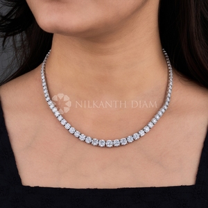 Collier élégant en diamant de laboratoire, collier à coupe ronde, collier en or blanc, bijoux en diamant pour femmes - Product Image 5