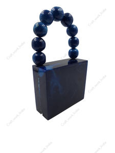 Bolso de Resina Hecho a Mano en India con Asa de Cuentas, Diseño de Patrón en Espiral de Lujo, Bolso de Mano para Fiesta de Noche para Mujer - Product Image 3