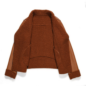 Blouson moto en cuir véritable Urban Crust pour femme, marron, doublure polaire hiver, fermeture éclair, imperméable, chauffant - Product Image 4