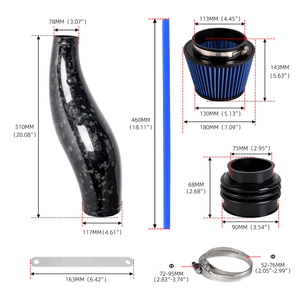 Tuyau d'admission d'air en fibre de carbone forgé avec filtre à air pour 92-00 Honda Civic EK EG - Product Image 2