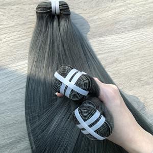 Vente en gros d'extensions de cheveux vierges Remy vietnamiens 100% de haute qualité, perruque de cheveux bruts droits osseux frontale de couleur grise - Product Image 3