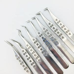 Venta al por mayor pinzas de acero inoxidable sostenibles mango de corazón pulido acabado punta puntiaguda para extensión de pestañas etiqueta privada ofrecida - Product Image 3