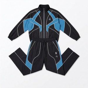High Quality Custom <b>Patchwork</b> Polyester Reflective Nylon Windbreaker Track <b>Jacket</b> and Pants Set Knitted Men's - Product Image 1