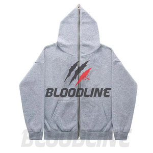 Sweat-shirt à capuche zippé pour homme BLOODLINE, coupe classique, en molleton de coton, décontracté, pour l'automne - Product Image 5