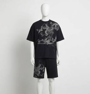 Conjunto de 2 Piezas de Verano para Hombre, Shorts Casuales con Textura Jacquard, Cintura Ajustable y Cordón, Traje para Vacaciones en la Playa, Venta al Por Mayor OEM - Product Image 3