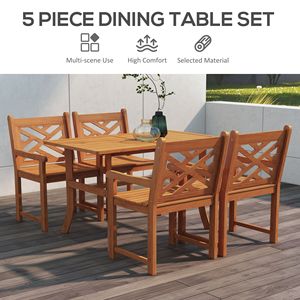 Set da Pranzo per Esterni in Legno con Finitura Teak, Resistente alle Intemperie e Impermeabile, per 4 Persone, Ideale per Giardino, Cortile e Bordo Piscina - Product Image 4