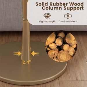 Tavolino Rotondo in Marmo con Finitura in Pietra e Base in Legno per Piccoli Spazi - Product Image 5