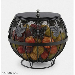 Luxury Butterfly Design Metal Fruit Basket with <b>Mesh</b> Lid Large Capacity <b>Insect</b>-Proof & Breathable Wire Storage Bowl For Kitchen - Product Image 2