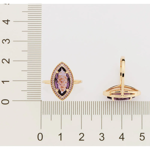 Women's 18K Gold Plated Cocktail <b>Ring</b> With Natural Amethyst Marquise Stone Pave Setting Glam Style Party Jewelry - Product Image 2