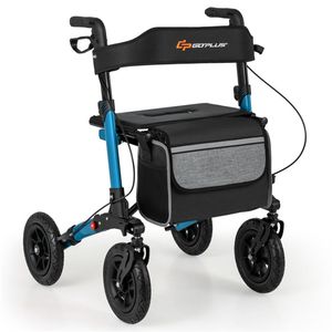 Deambulatore Pieghevole Regolabile in Altezza, Capacità 139 kg, Ruote da 9 Pollici per Tutti i Terreni, 7 Livelli di Altezza (81,5 "-92,1"), Sedile Largo, Telaio in Alluminio - Product Image 2