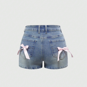Jupe en jean droite taille mi-haute délavée, personnalisable avec logo, modèle 2026, très tendance, pour femme, écologique, style rétro décontracté - Product Image 2