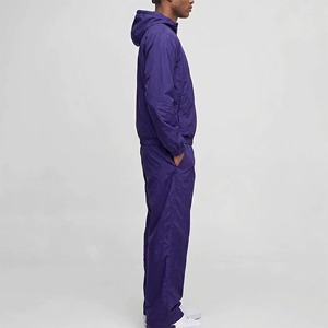 Men's <b>Purple</b> Hooded Tracksuit Full Zip Lightweight Casual Solid Color Polyester Loose Fit With Side Pockets Autumn Wear - Product Image 6