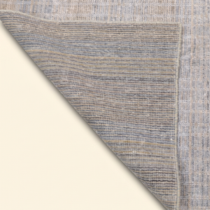 Alfombra de Lana de Pelo Grueso de Altura Media, Tejida a Mano, Antideslizante, Ecológica, Color Gris Beige con Diseño de Cuadrícula Texturizada Minimalista para Sala de Estar - Product Image 6