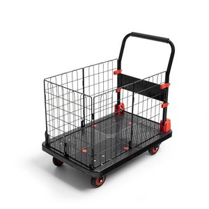 300 Kg <b>Foldable</b> Plastic Platform <b>Trolley</b> with Basket Cage | Portable Hand Truck with 360° Wheels for Warehouse & Home Use - Product Image 6
