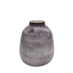 Iron Round Flower <b>Vase</b> Peach Wood <b>Texture</b> Plating American Design Flower Pot for Hotels & Restaurant and Home Decoration - Product Image 4