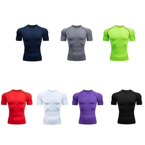 Men's Blue <b>Black</b> Short Sleeve <b>Compression</b> <b>Shirt</b> Quick Dry Sublimation Printed Spandex Polyester Rash Guard Adult Sport Top - Product Image 5