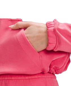 Custom Pink <b>Sets</b> Brushed Soft Fleece Terry Stretch Cuff Half Zip Jacket Hoodie Shorts 2 <b>Piece</b> Lounge <b>Set</b> Women 2026 - Product Image 5