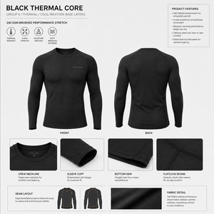 Camiseta térmica de manga larga con etiqueta tejida personalizada, dobladillo acanalado, tejido de poliéster de secado rápido para entrenamiento en el gimnasio, OEM, personalizada, nueva. - Product Image 1