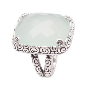 Natural Blue Chalcedony Ring 925 Sterling Silver Handmade <b>Statement</b> Gemstone Jewelry for Women - Product Image 2