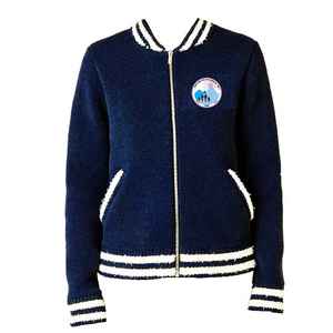 Chaqueta Bomber de Punto Azul Marino Jack and Jill para Mujer, con Cierre, Estilo Universitario, Informal, de Moda, Abrigo de Boutique - Product Image 1