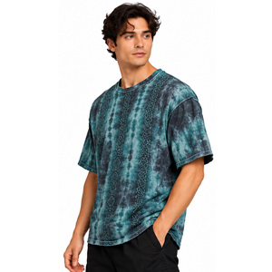 T-shirts pour hommes teints Shibori 100% coton, col rond décontracté, manches courtes, détails ton sur ton, tee-shirt décontracté, fournisseur de vêtements personnalisés en gros - Product Image 3