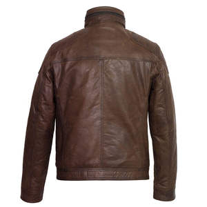 เสื้อแจ็คเก็ตหนังแกะแท้สำหรับฤดูหนาวแบบ unisex พร้อมปกตั้ง - Product Image 2