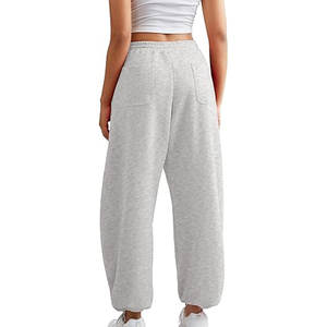 Pantalones Deportivos Anchos para Mujer, Pantalones Holgados con Cintura Elástica Alta, Bolsillos y Cordones Ajustables en los Tobillos, Cómodos - Product Image 3