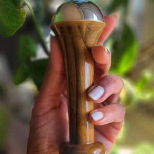 Premium Ayurvedic Handmade Wooden Kansa <b>Wand</b> Face <b>Massage</b> Stick Modern Design for Skin Rejuvenation Detox Therapy Relaxation - Product Image 2
