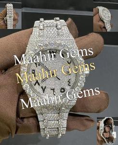 Montre automatique en acier inoxydable Moissanite bicolore Iced Out, montre de luxe pour homme Hip Hop, résistante à l'eau 10 bars - Product Image 3