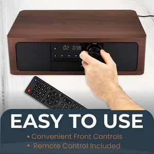 Stereo Shelf <b>System</b> with CD Player, Bluetooth, FM Radio, USB Playback, Optical In, 50W <b>Speakers</b>, Alarm Clock - Product Image 3