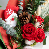Konservierter Blumen-Weihnachtsstrauß Rote Rosen-Arrangement für Feiertagsgeschenk Heim Hochzeit Weihnachtsdekoration