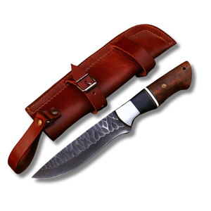 Cuchillo de Caza Industrial de Acero de Damasco Hecho a Mano por A&M ENTERPRISES, con Punta Recta de 8 Pulgadas y Mango de Madera para Supervivencia y Camping - Product Image 1