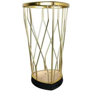 Metal Umbrella Stand Antique Brass Finish Freestanding Frame Structure One-Sided Capacity Home Decoration Umbrella Holder - Product Image 4