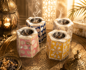Premium Arabic MOP Inlay Incense Burner Handcrafted <b>Bakhoor</b> Holder <b>Oud</b> Charcoal Censer Ramadan Eid Gift Tabletop Home Decoration - Product Image 6