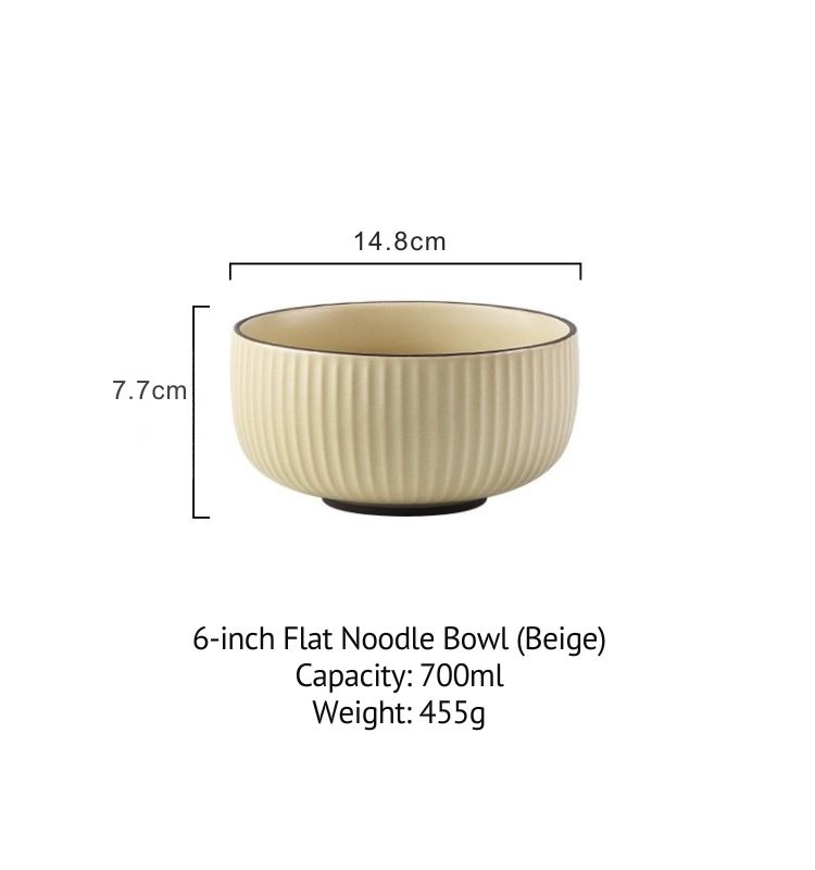 ชามบะหมี่แบน 6 นิ้ว (สีเบจ)