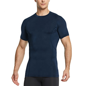 <b>Men's</b> Lightweight Gym Wear Compression Sports Shirt Breathable White Plus Size <b>Base</b> <b>Layer</b> for Summer Short Sleeve Body - Product Image 2