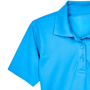 Camisa Polo Azul Claro para Mujer, con Botones, Diseño Bordado, Manga Corta, Cuello Camisero, Mezcla de Algodón, Ropa Casual de Golf y Negocios - Product Image 3