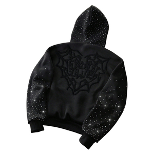 Sweat à capuche personnalisé pour l'hiver, avec strass et broderie chenille, impression numérique pour votre marque, 100% coton, sweat à capuche OEM - Product Image 2
