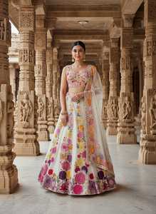 Embroidered Floral Lehenga Choli Women Bridal Outfit Festive <b>Indian</b> Pakistani <b>Top</b> and Skirt Party Wedding Wear - Product Image 4