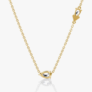 Collier pendentif diamant taille poire en or jaune, chaîne minimaliste, unisexe, pour usage quotidien, sertissage griffe - Product Image 3